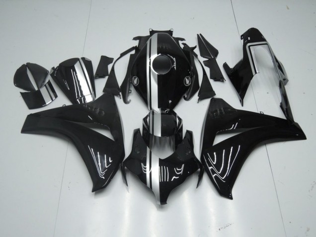2008-2011 Glossy Black with Silver Stripe Honda CBR1000RR Motorcycle Fairings 2008-2011 Glossy Black with Silver Stripe Honda CBR1000RR Motorcycle Fairings