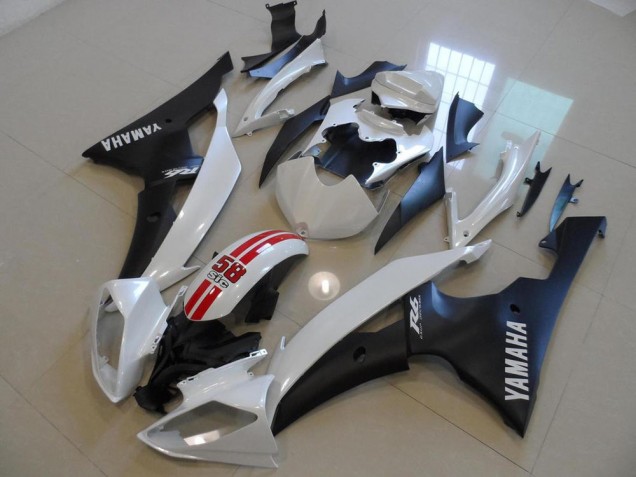 2008-2016 Pearl White and Black 58Sic Yamaha YZF R6 Motorcycle Fairings 2008-2016 Pearl White and Black 58Sic Yamaha YZF R6 Motorcycle Fairings