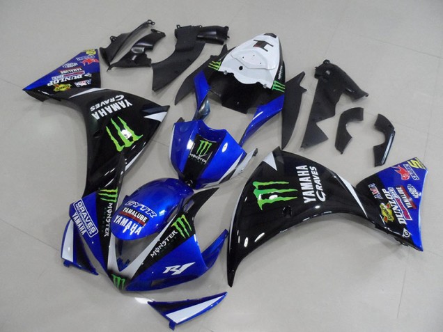 2009-2011 Blue Black Monster Yamaha YZF R1 Motorcycle Fairings & Bodywork 2009-2011 Blue Black Monster Yamaha YZF R1 Motorcycle Fairings & Bodywork