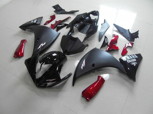 2009-2011 Matte Black Red Yamaha YZF R1 Motorcycle Fairings