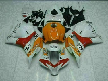 2009-2012 White Orange Honda CBR600RR Motorcycle Fairings