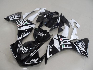 2012-2014 Black White Fiat Yamaha YZF R1 Motorcycle Fairings