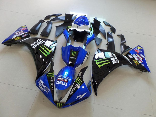 2012-2014 Blue Black Monster Yamaha YZF R1 Motorcycle Fairings 2012-2014 Blue Black Monster Yamaha YZF R1 Motorcycle Fairings