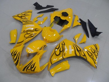 2012-2014 Yellow Black Flame Yamaha YZF R1 Motorcycle Fairings